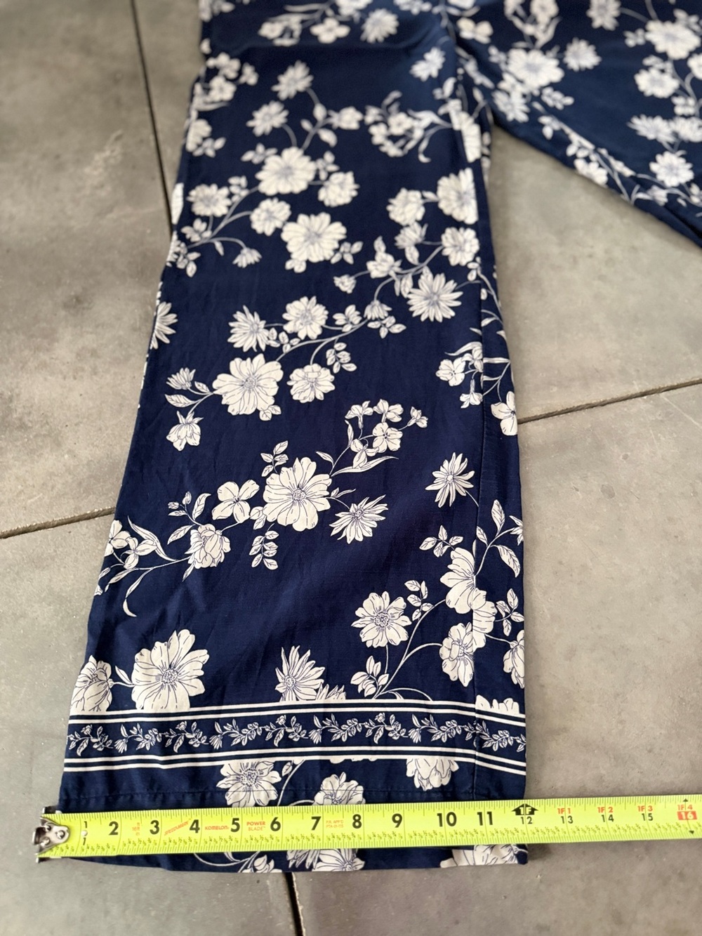 LOFT Navy Blue Floral Wide-Leg Pants - Picture 6 of 10
